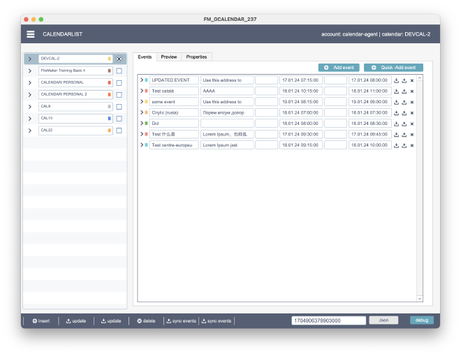 FM GCalendar — Calendar lists