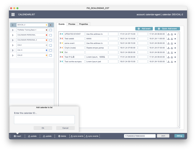 FM GCalendar — Sync actions