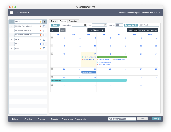 FM GCalendar — Interactions