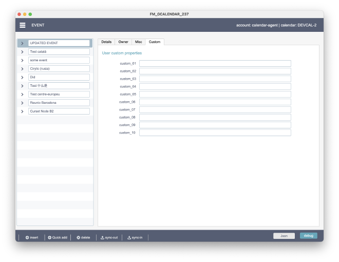 FM GCalendar — Customer-definable fields