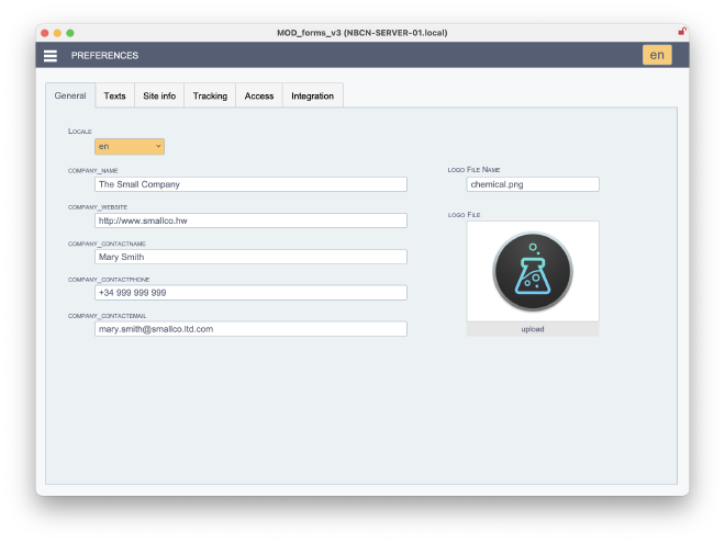 Company Setup Window