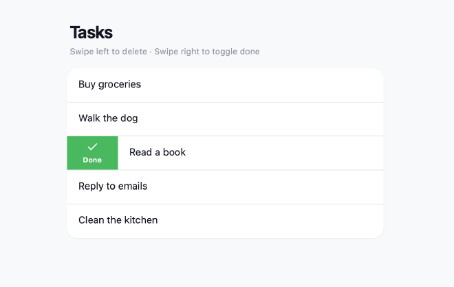 swipeable component demo